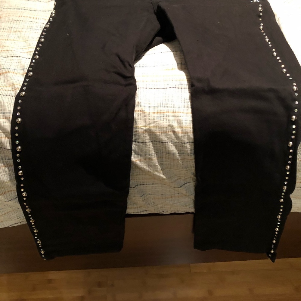 Black embellished jeans